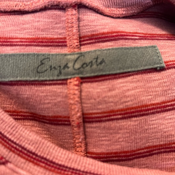 Enza Costa Rib Short Sleeve Mini Dress in Pink Sand & Red - Picture 7 of 8